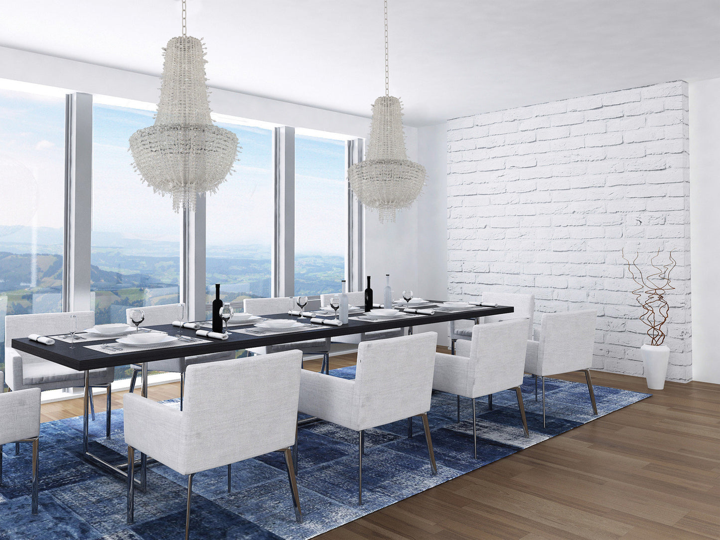Allegri 030651-FR001 Cielo 31"W Empire Chandelier - ChromeBy Allegri Crystal by Kalco Lighting