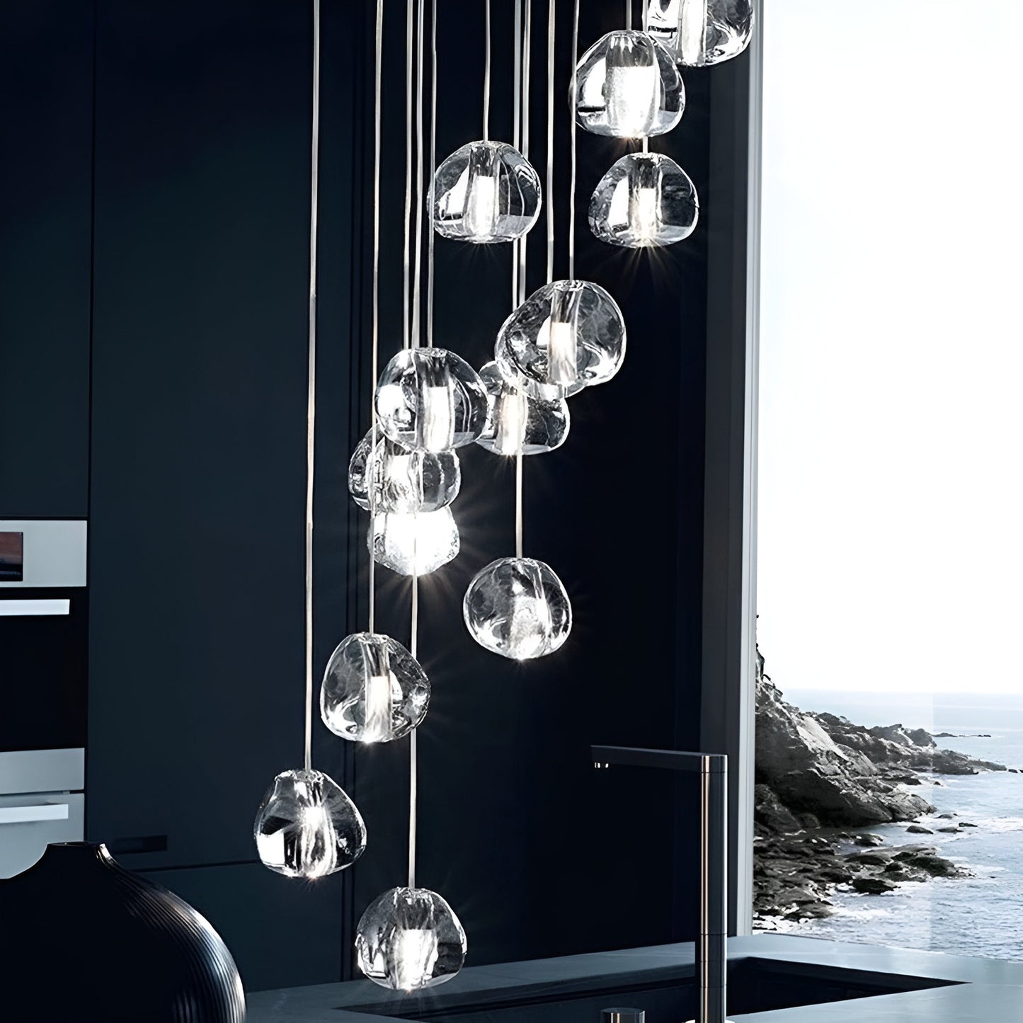 Cernobbio | Staircase Hanging Crystal Lamp, 36 Lights, Warm LightBy Miron Demid LLC
