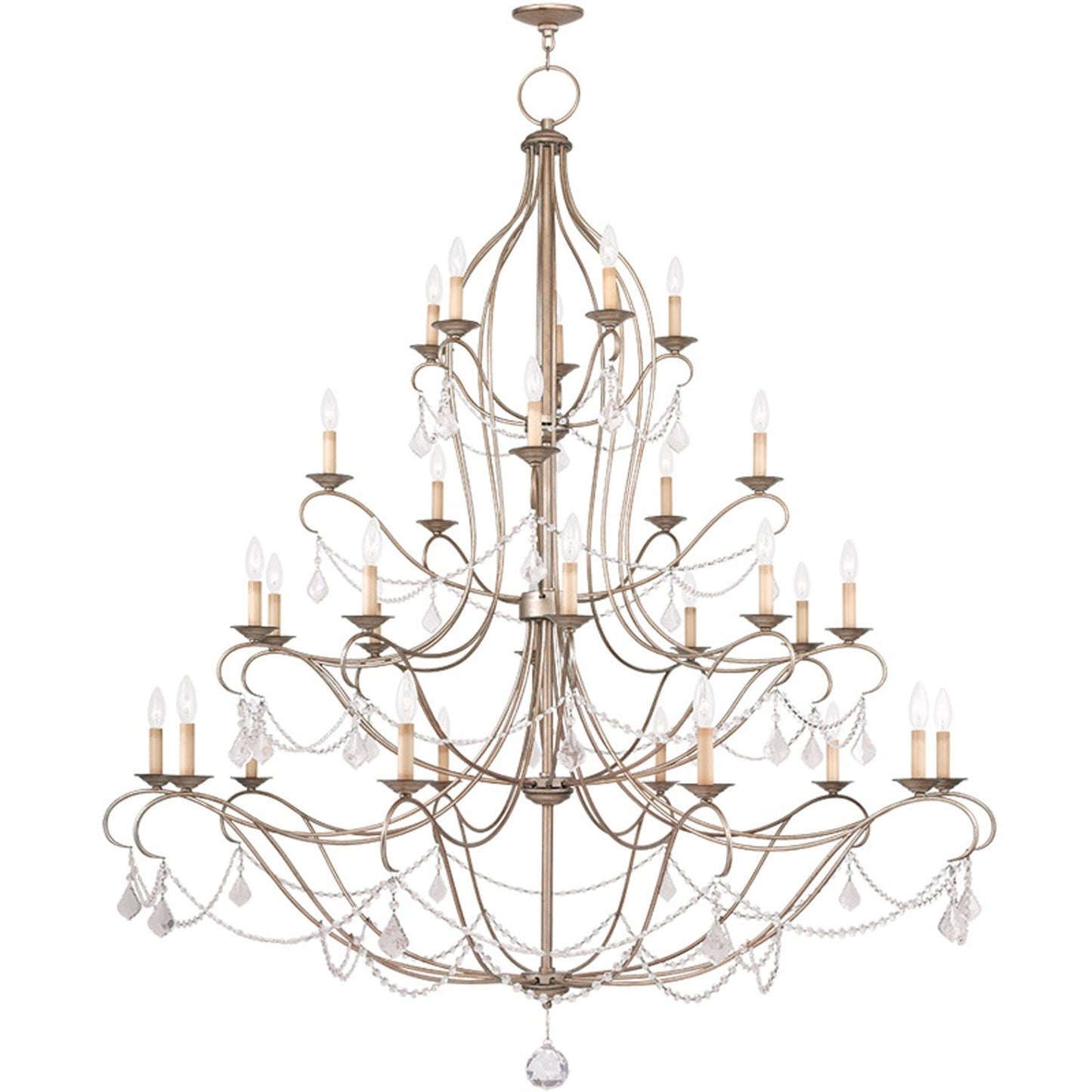Chesterfield Silver Leaf 30 Light Chandelier