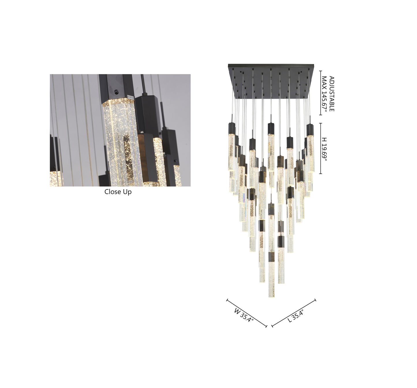 25-Light Black Metal Chandelier With Clear Bubble Crystal AccentsBy Design Living