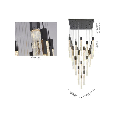 25-Light Black Metal Chandelier With Clear Bubble Crystal AccentsBy Design Living