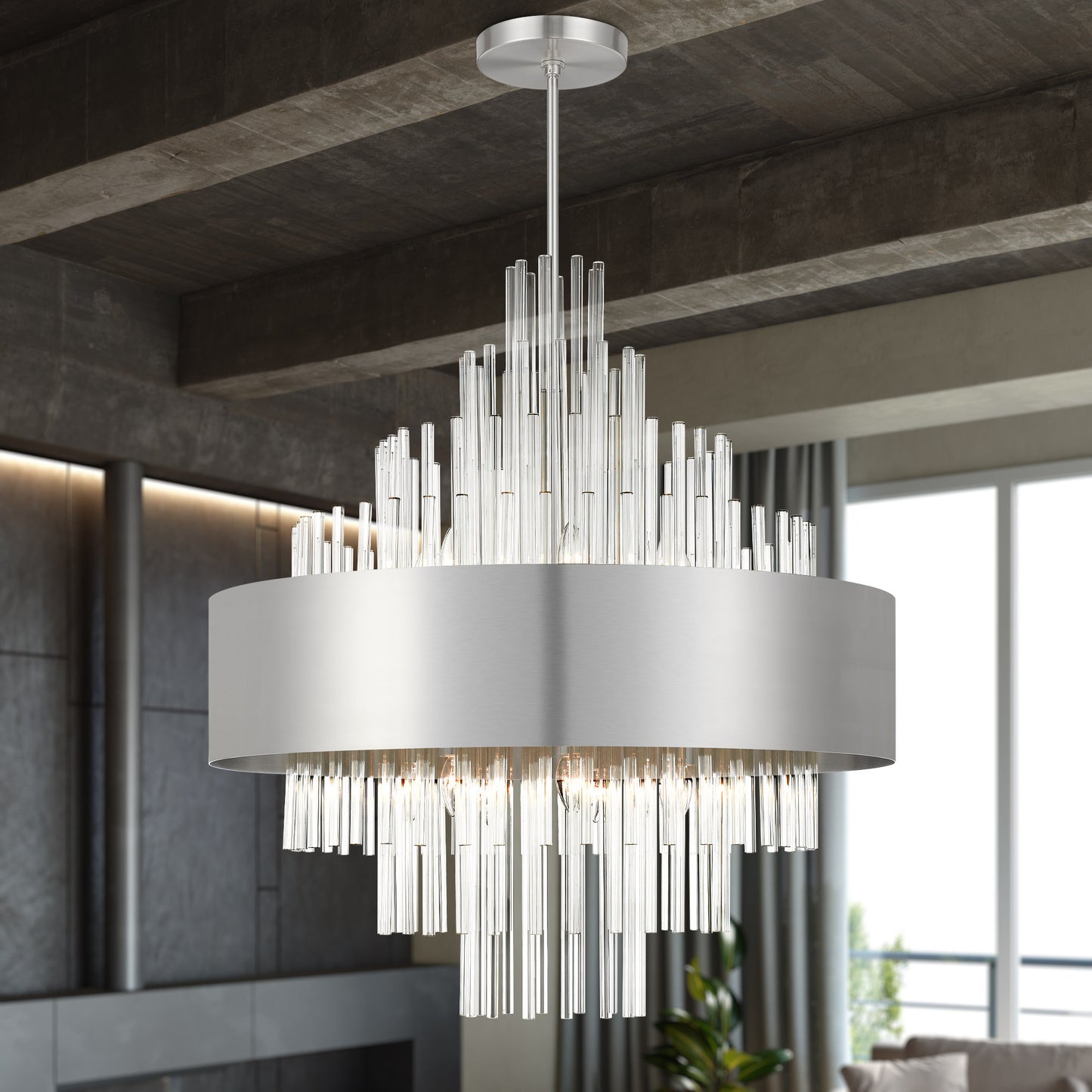 Livex Lighting 48877 Orenburg 14 Light 35"W Crystal Waterfall - Natural BrassBy Livex Lighting Inc.