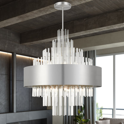 Livex Lighting 48877 Orenburg 14 Light 35"W Crystal Waterfall - Natural BrassBy Livex Lighting Inc.