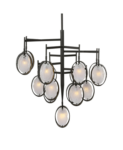 Oversize Glass Oval Slabs Bronze 15 Light Chandelier Modern White Swirl PendantsBy My Swanky Home