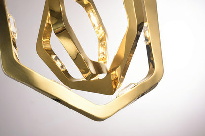 Gold Geometric Triple Ring LED Chandelier With Crystal AccentsBy Design Living
