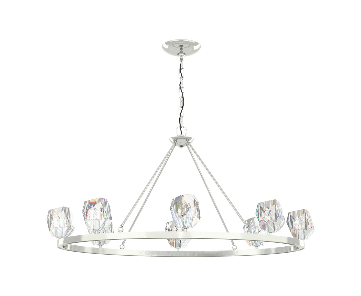 Gatsby 8-Light Chandelier, Sterling Finish, Crystal AccentsBy Hubbardton Forge