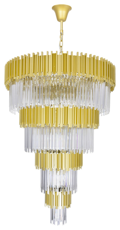 Deco 34 Light Down Chandelier With Medallion Gold FinishBy CWI Lighting