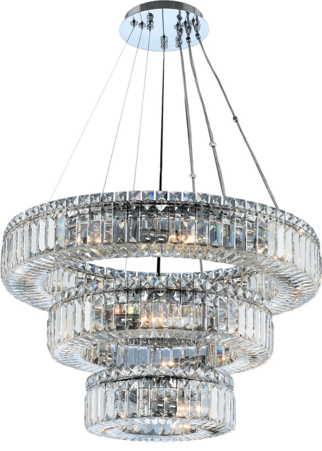 Rondelle 3 Tier Pendant, Chrome, 18By KALCO LIGHTING