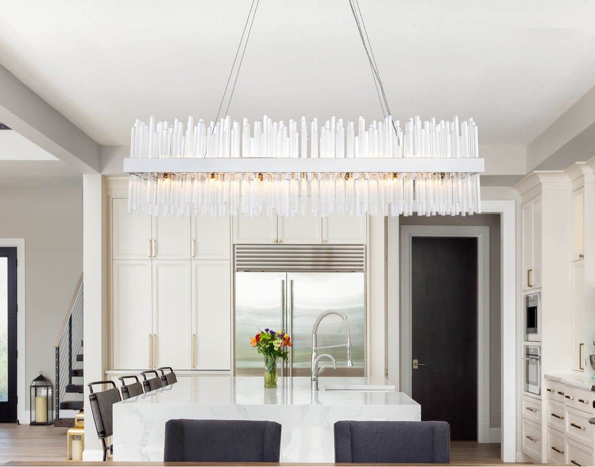 Elegant Lighting 3000G48 Dallas 28 Light 48"W Crystal Linear - ChromeBy Elegant Furniture & Lighting