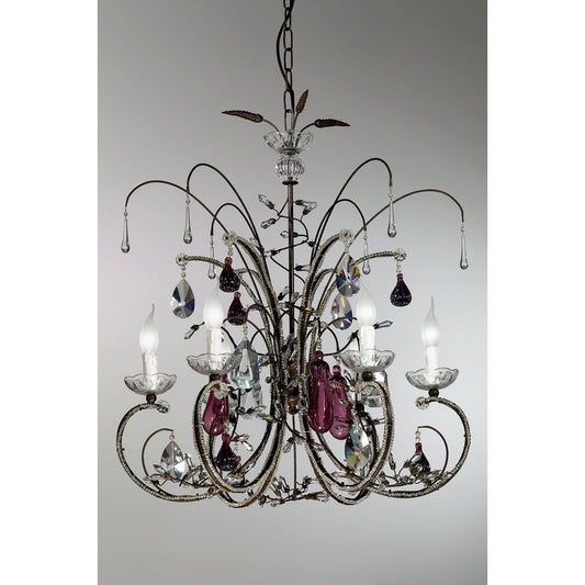 6 - Light Candle Style Classic / Traditional Chandelier with Wrought Iron