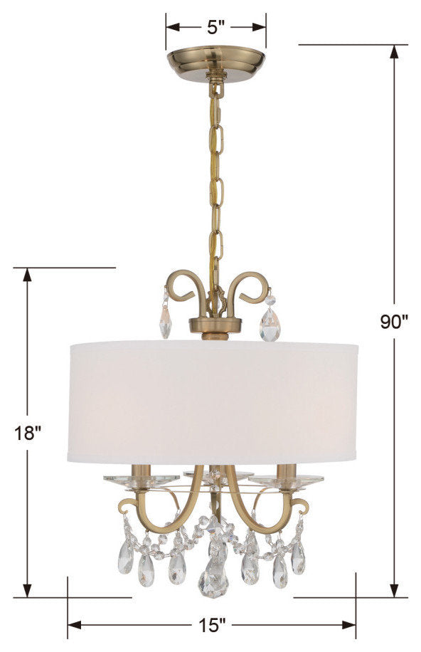 Othello 3 Light Vibrant Gold ChandelierBy Crystorama Lighting
