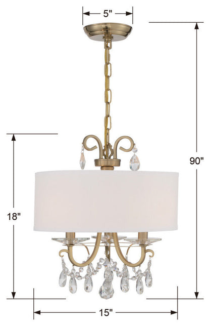 Othello 3 Light Vibrant Gold ChandelierBy Crystorama Lighting
