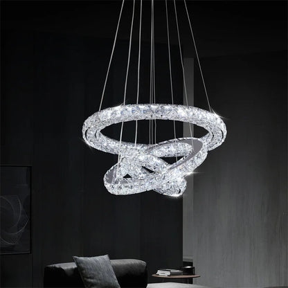 Hinwil | Ring Design Gold/Chrome Crystal Chandelier for Living Room, 39.4*31.5*23.6*15.8"By Miron Demid LLC