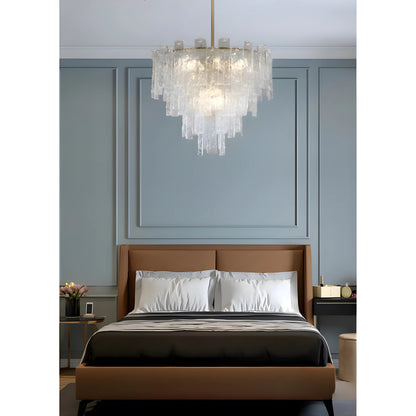 Torhout | Rectangle/Round Frosted Glass Hanging Chandelier for Living Room, Dia31.5", Warm Light / Non-DimmableBy Miron Demid LLC