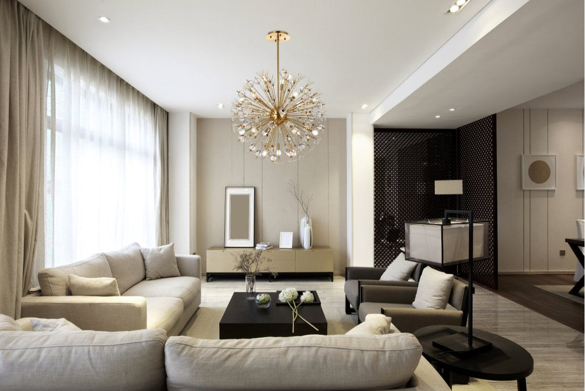 Elegant Lighting 2500D32SG Vera 32 inch crystal starburst round pendant in goldBy Elegant Furniture & Lighting