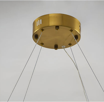 Ieper | Gold Glass Round Led Chandelier for Living Room, 31"By Miron Demid LLC