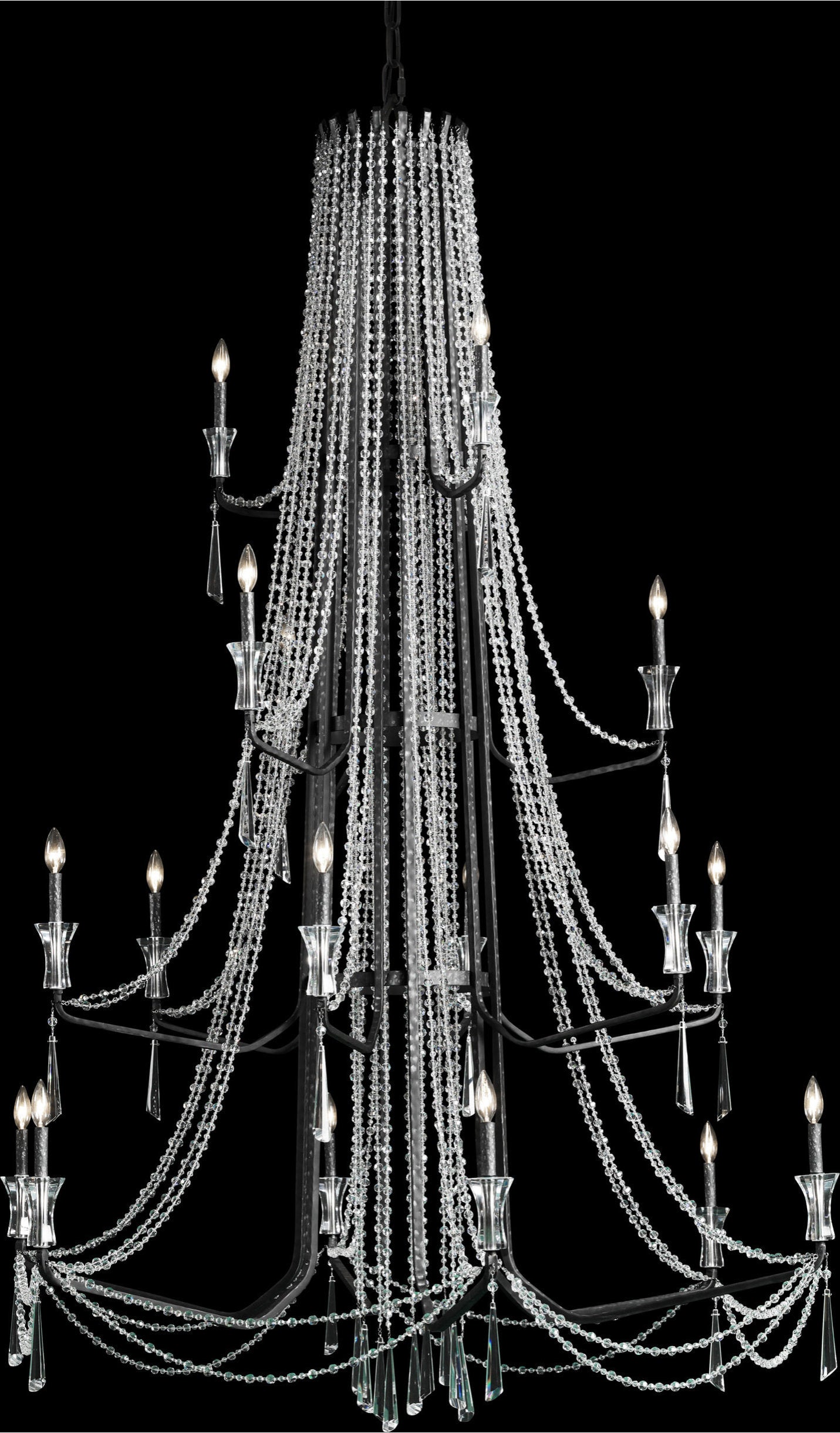 Barcelona Crystal Chandelier, Onyx, 18-LightsBy Varaluz