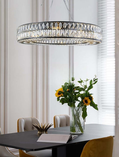 Inzago | Luxury Hanging Black Crystal Chandelier For Living Room, Dining Room, Dia39.4xh4.7", Cool Light, Non-DimmableBy Miron Demid LLC