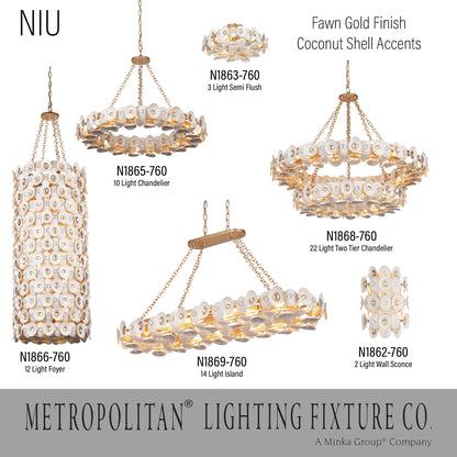 Metropolitan N1868 Niu 22 Light 39"W Ring Chandelier - Fawn GoldBy Minka Aire