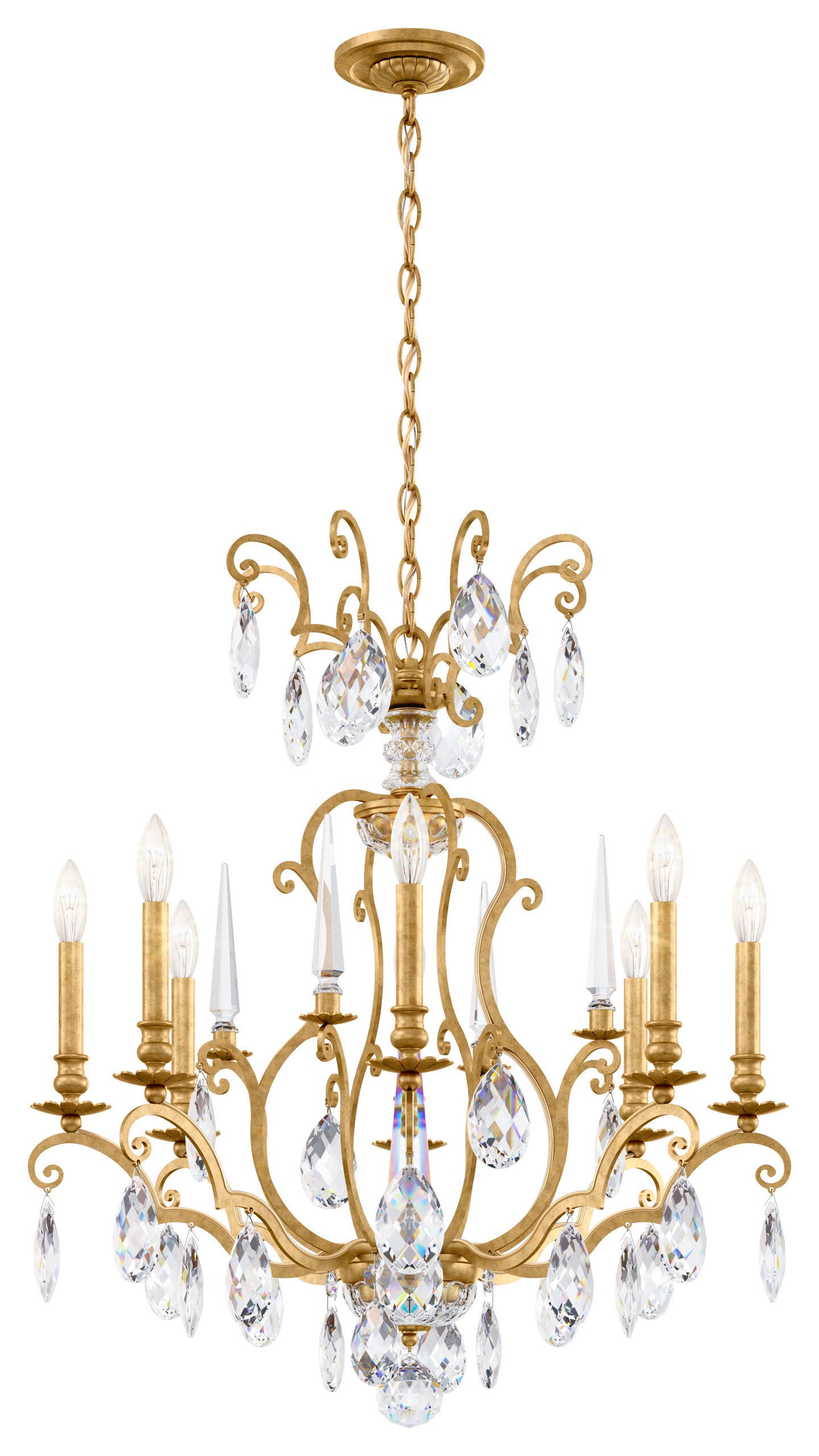 Schonbek Rn3871N-22H 8 Light Crystal Chandelier, Heirloom GoldBy Schonbek