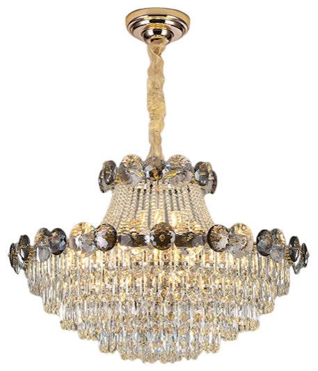 European Chic Round Crystal Chandelier, Dia31.5 X H19.3", Warm LightBy Miron Demid LLC