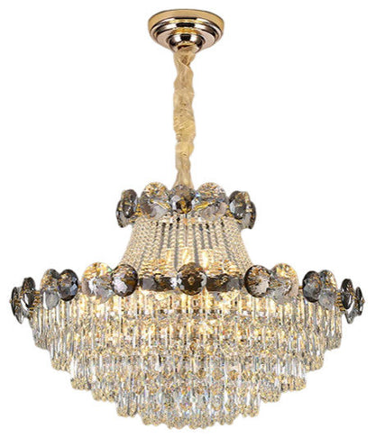 European Chic Round Crystal Chandelier, Dia31.5 X H19.3", Warm LightBy Miron Demid LLC