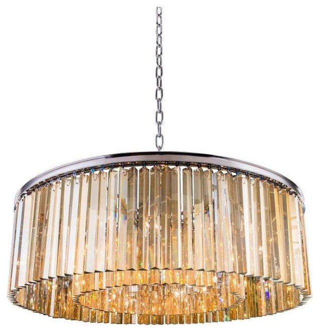 Elegant 1208G43PN-GT/RC Sydney 10 Light Polished Nickel Chandelier Golden TeakBy Elegant Furniture & Lighting