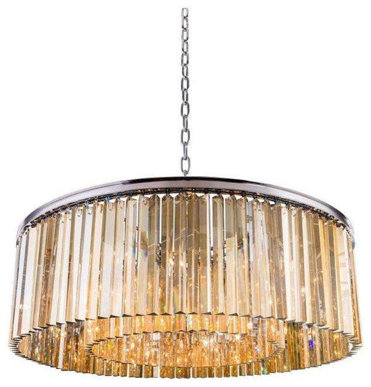 Elegant 1208G43PN-GT/RC Sydney 10 Light Polished Nickel Chandelier Golden TeakBy Elegant Furniture & Lighting