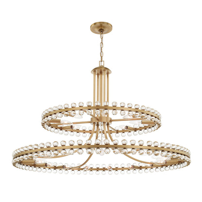 Clover 24 Light Aged Brass Two-tier ChandelierBy Crystorama Lighting