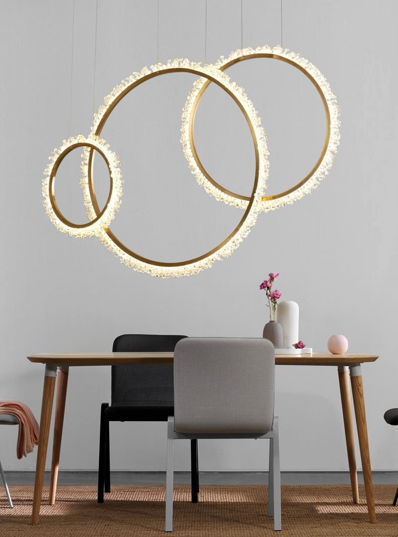 MIRODEMI? Aarau | Crystal Pendant Light in the Shape of Rings, Dia15.7+23.6+31.5", Remote DimmingBy Miron Demid LLC