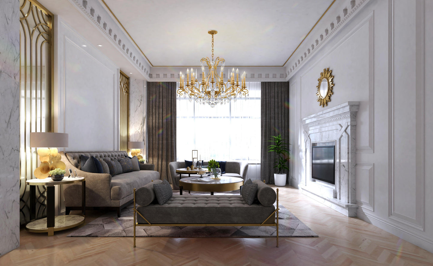 Schonbek Rn3892N-22H 18 Light Crystal Chandelier, Heirloom GoldBy Schonbek