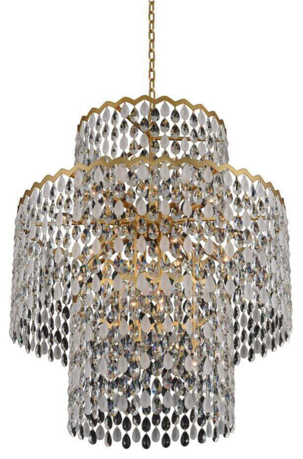 Allegri Caretta 21 Light 35" Pendant, Antique Brass With Firenze CrystalBy Allegri Crystal by Kalco Lighting