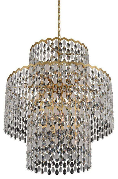 Allegri Caretta 21 Light 35" Pendant, Antique Brass With Firenze CrystalBy Allegri Crystal by Kalco Lighting