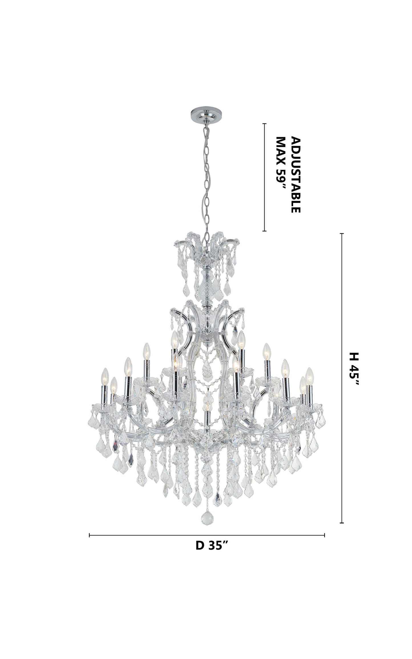 19-Light Chrome Crystal ChandelierBy Design Living