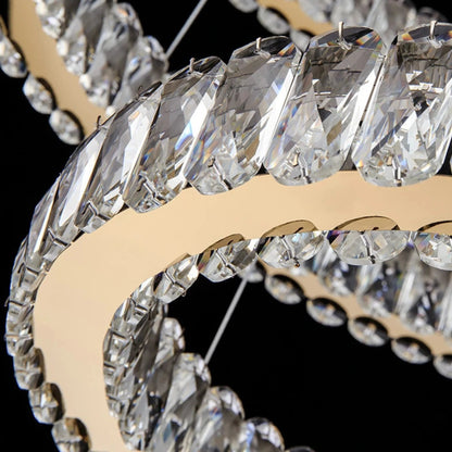 Hinwil | Ring Design Gold/Chrome Crystal Chandelier for Living Room, 39.4*31.5*23.6*15.8"By Miron Demid LLC