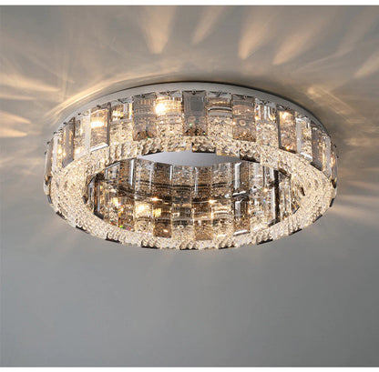 Loano | Modern Gorgeous Drum Ceiling Crystal Chandelier, 23.6"By Miron Demid LLC