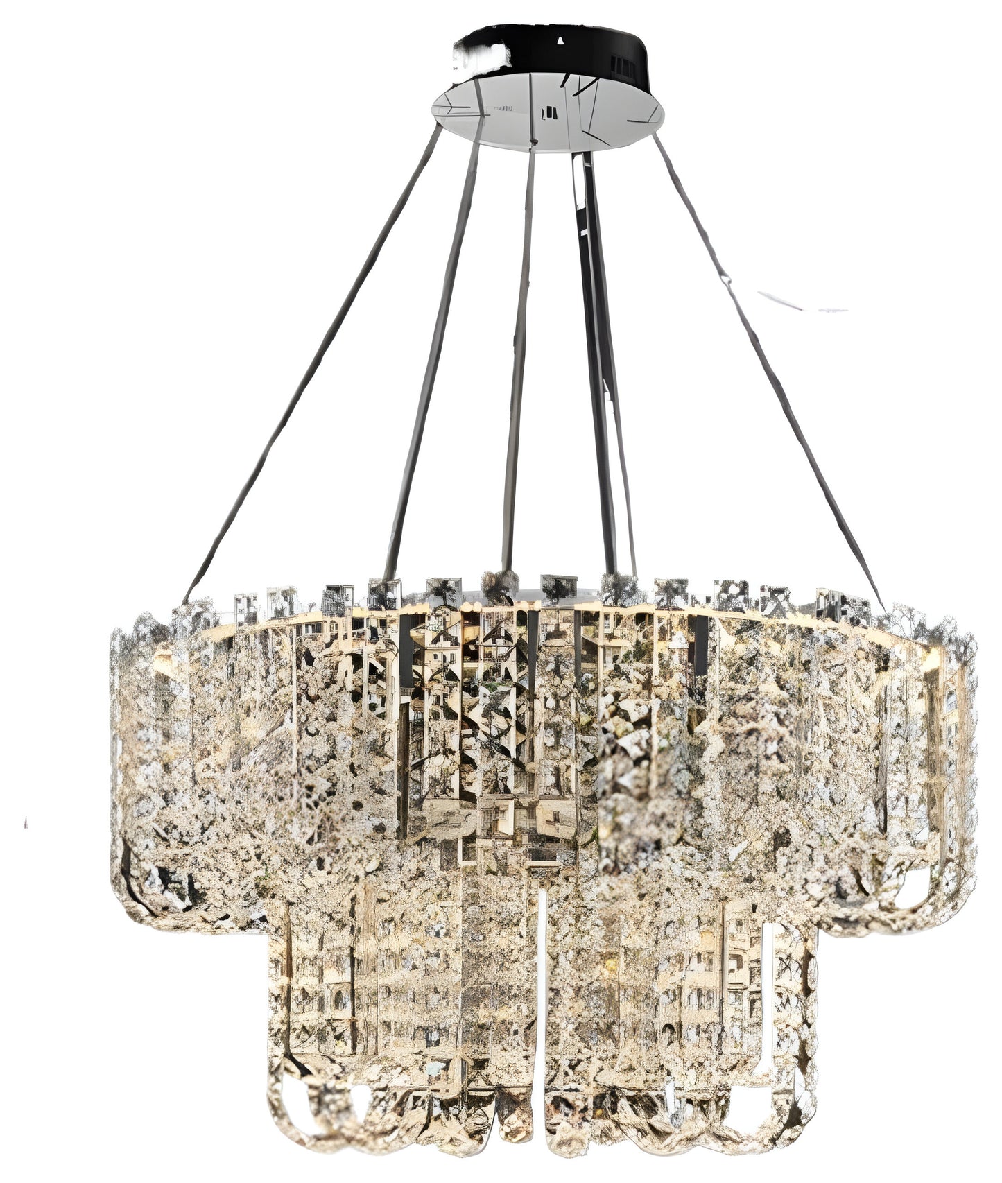 Cagnano Amiterno | Posh Large LED Crystal Pendant Chandelier, 2 Layer Large - Dia39.4+23.62", Warm LightBy Miron Demid LLC