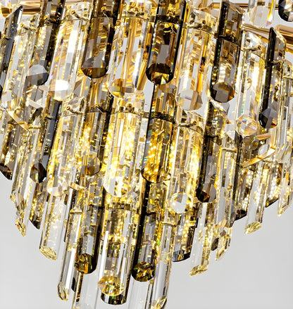 Amriswil | Contemporary Smoky Gray Chandelier for Living Room, Clear Crystal, 31.5''By Miron Demid LLC