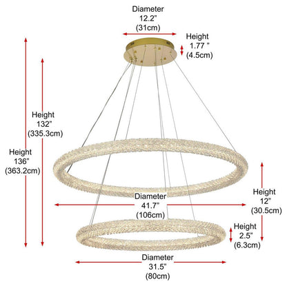 Bowen 2 Light Chandelier, Satin GoldBy Elegant Furniture & Lighting