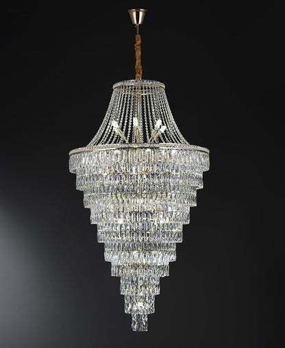 La Croix-sur-Roudoule | Duplex Spiral Crystal Stairway Chandelier, Dia31.5"By Miron Demid LLC