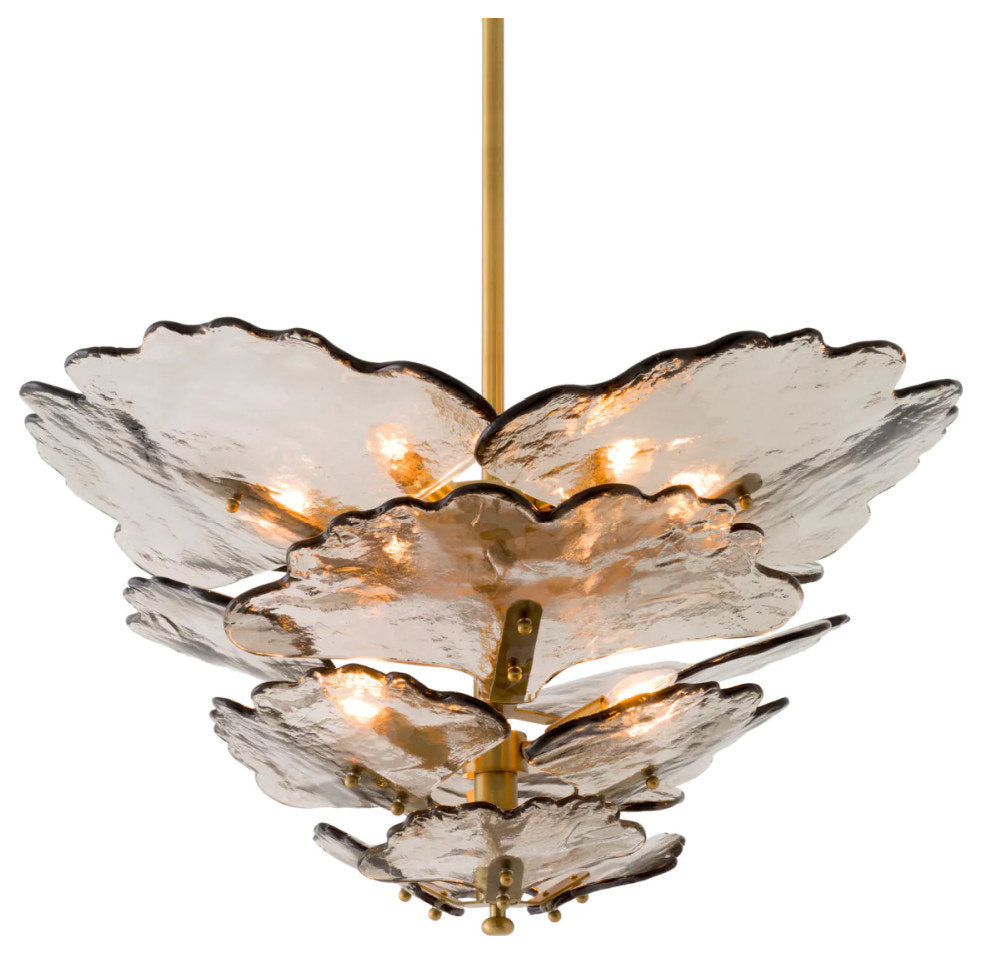 Glass Petals Chandelier, Eichholtz Florina, Smoke GlassBy OROA - Furniture