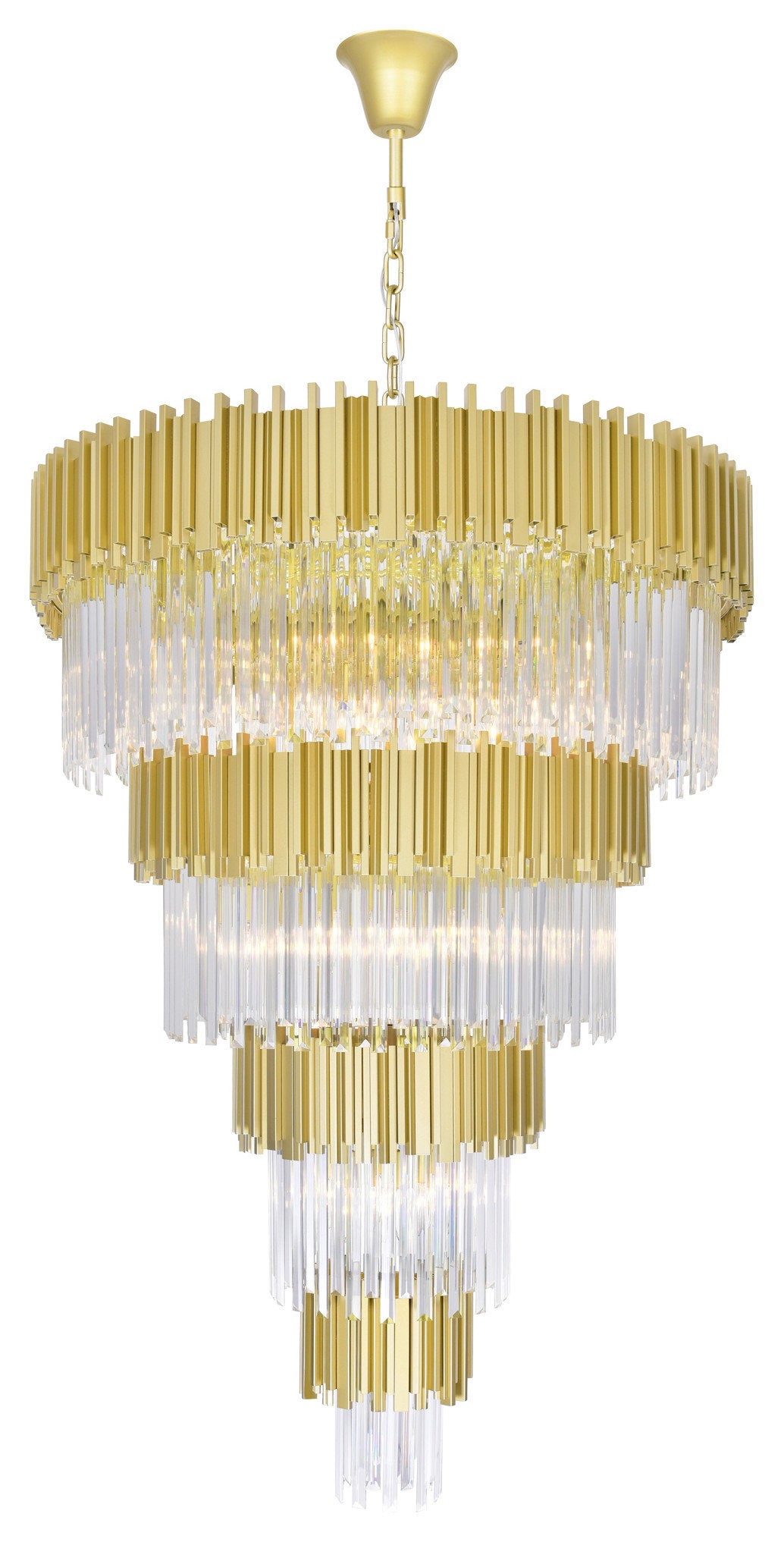 Deco 34 Light Down Chandelier With Medallion Gold FinishBy CWI Lighting
