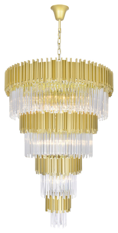 Deco 34 Light Down Chandelier With Medallion Gold FinishBy CWI Lighting