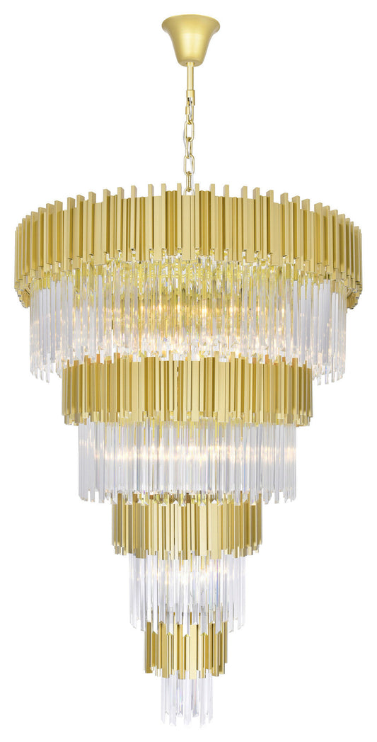 Deco 34 Light Down Chandelier With Medallion Gold FinishBy CWI Lighting