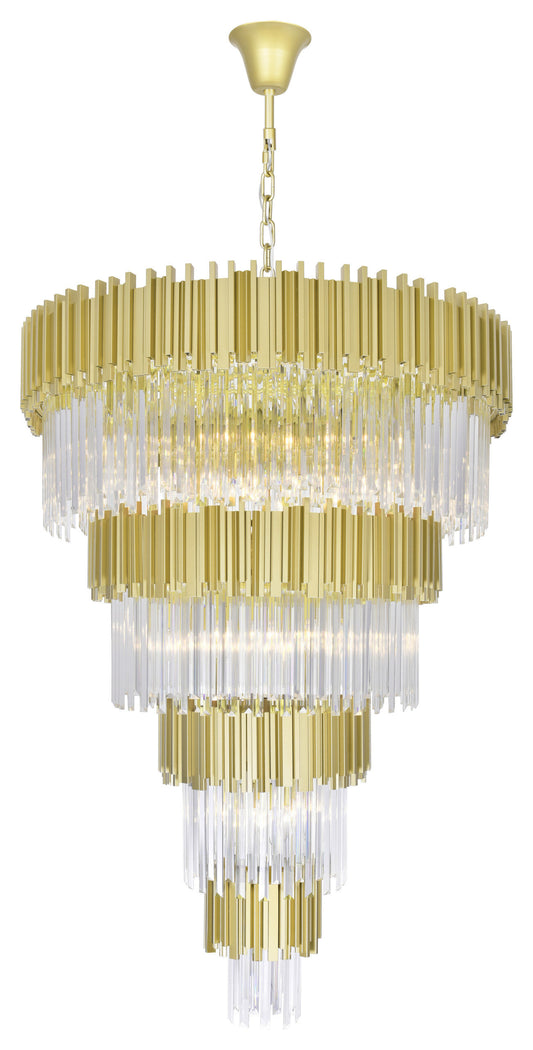 CWI Lighting 1112P40-34-169 Deco 34 Light Down Chandelier With Medallion GoldBy CWI Lighting