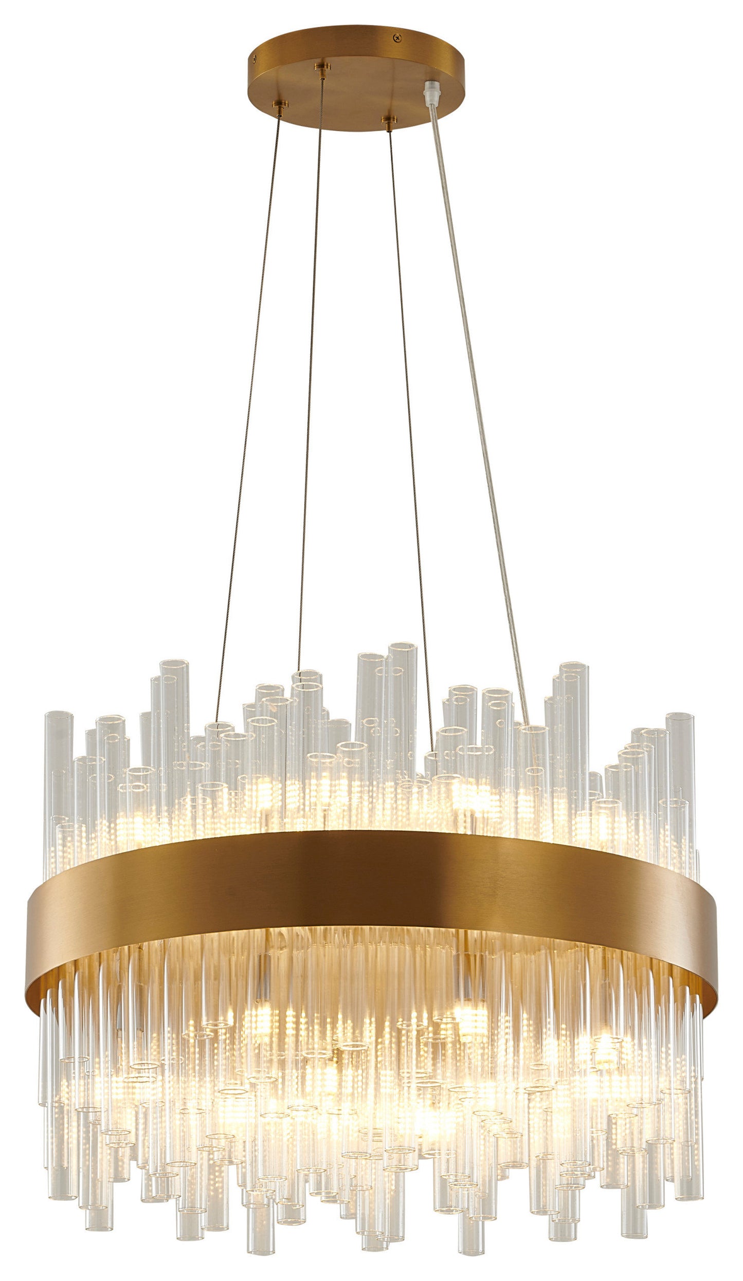 Matte Gold Chandelier With Glass RodsBy Design Living