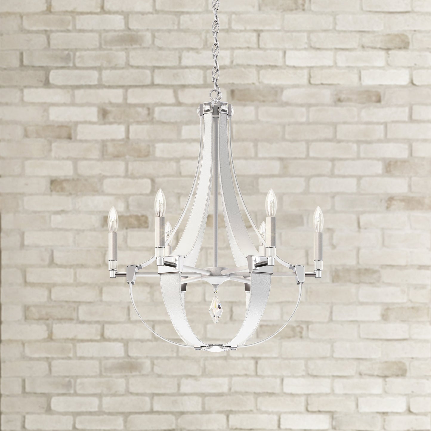 Crystal Empire Rustic 6 Light Chandelier, White Pass LeatherBy Schonbek