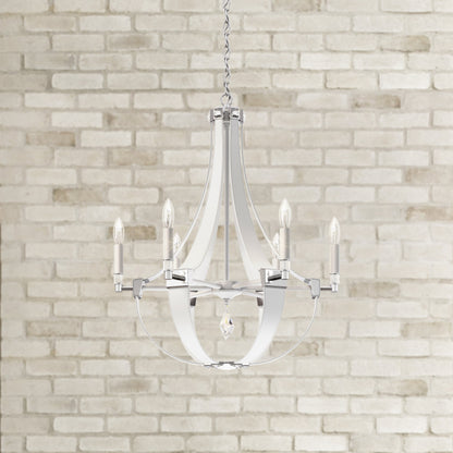 Crystal Empire Rustic 6 Light Chandelier, White Pass LeatherBy Schonbek