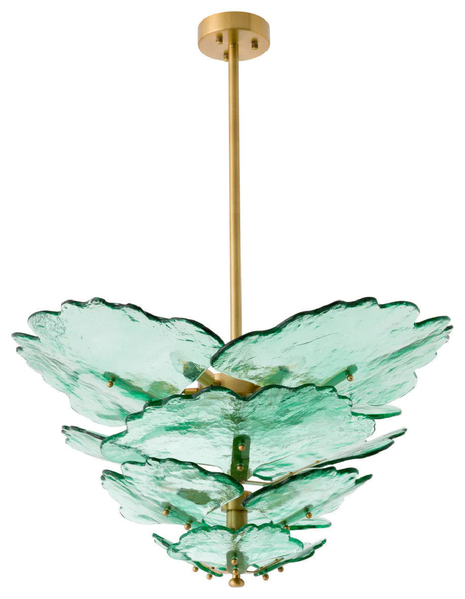 Glass Petals Chandelier, Eichholtz Florina, Green GlassBy OROA - Furniture