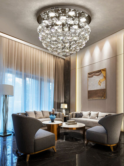 Inverigo | Luxury Round Crystal LED Ceiling Lamp for Living Room, Bedroom, Dia39.4xh17.7", Cool LightBy Miron Demid LLC